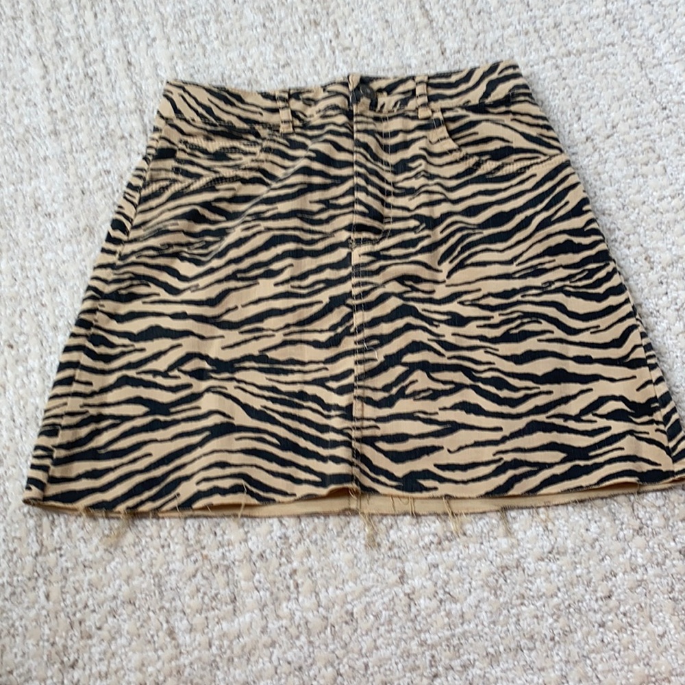 Animal print denim skirt